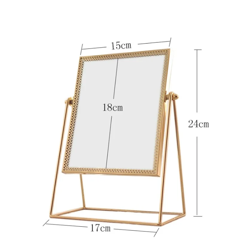 Золотое металлическое декоративное зеркало, Скандинавское настольное зеркало для макияжа, медное туалетное зеркало принцессы, туалетное стекло, домашние декоративные зеркала - Цвет: 1