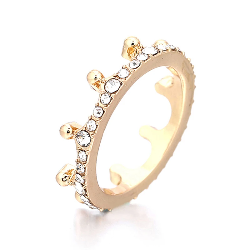 Boosbiy Высокое качество Кристалл кольцо в форме короны серебряные золотые кольца для женщин Свадебная Модная бижутерия для помолвки подарок