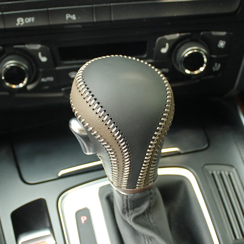 Cuero Nappa gear shifter cubierta para Audi Q5 en cubierta del coche en la perilla del cambio de engranaje copri pomello cambio gear palo de ppc