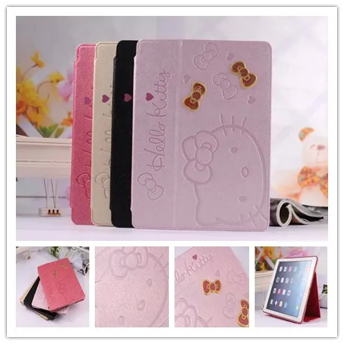 New Cute Cartoon Hello Kitty Leather Case Cover for iPad air 2 Tablet 6 Air + free shipping+film | Компьютеры и офис