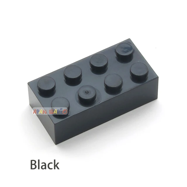 40pcs DIY Building Blocks Thick Figures Bricks 2x4 Dots Educational Creative Size Compatible With 3001 Plastic Toys for Children Black 40pcs