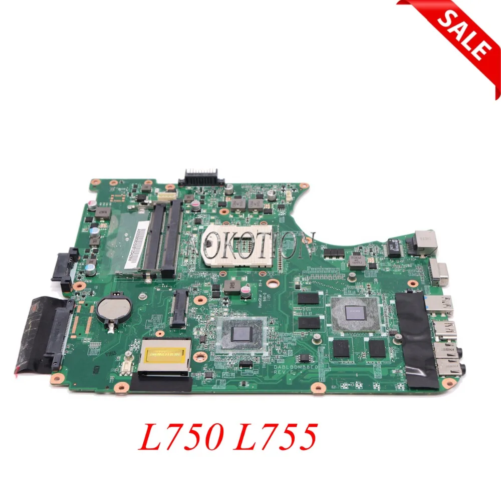 

NOKOTION DABLBDMB8E0 A000080820 Laptop Motherboard For toshiba satellite L750 L755 HM65 DDR3 GeForce GT525M graphics Main board