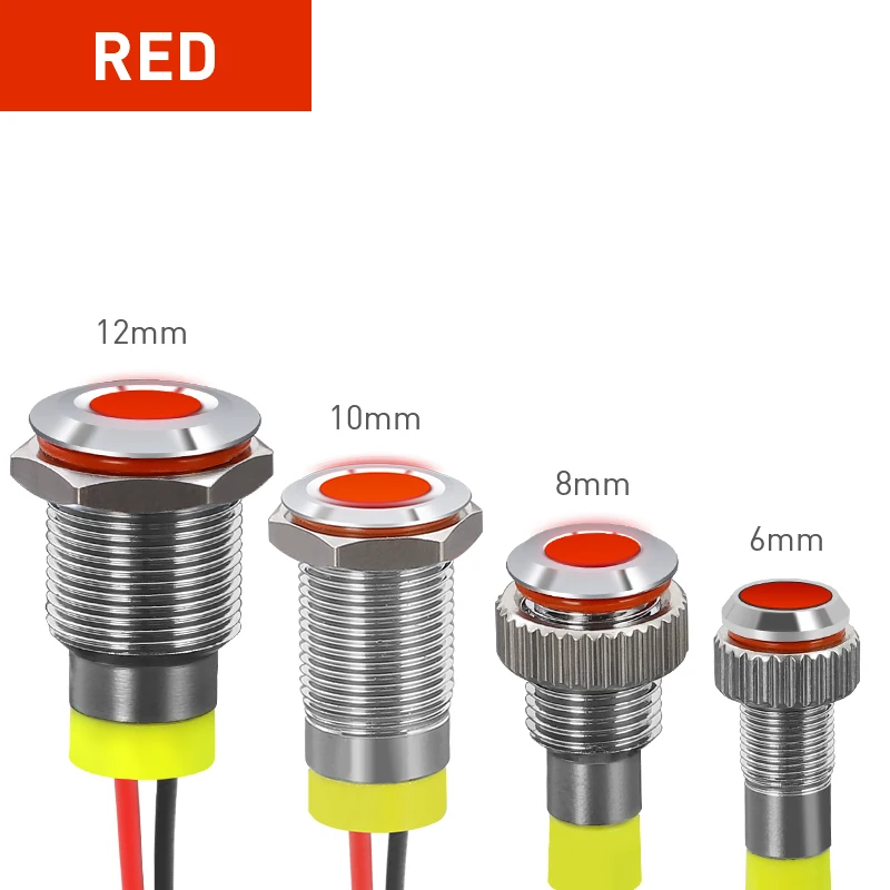Waterproof Indicator Light Metal Bulb Signal Lamp LED Seal Light Alarm Pilot Car Boat LED Warning Dashboard PC Power Signal Lamp