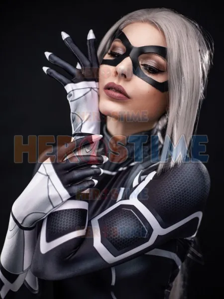 Костюм спайдермена Zentai черный костюм с 3d принтом героями мультфильма Heist Black Cat