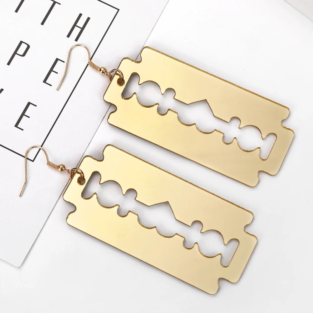 

XIYANIKE New Design Acrylic The Blade Drop Earrings For Men Women Punk Rock Razor Blade Earrings Fashion Jewelry Accessories