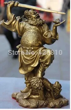 

Chinese Folk Fane Brass Copper Evil ZhongKui Zhong Kui Buddha God Statue