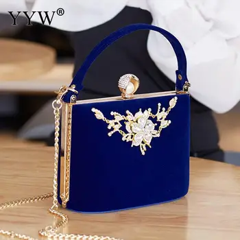 YYW Crystal Clutches Bag Party purse Women Evening Bags Handbag crossbody messenger bags wedding Fashion Designer Chain 2019 Red xiyuan brand fashion women silver messenger bags vintage metal gold day clutches small purse evening bags for wedding party bag