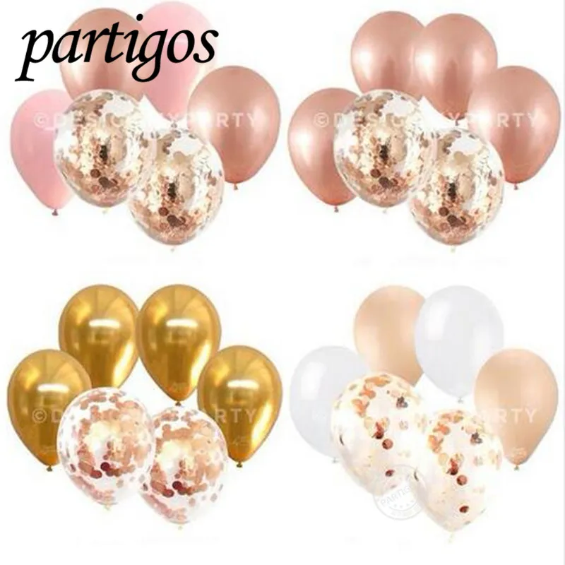 

12pcs/lot 12inch Champagne gold Rose Gold gold Latex Balloons rose gold confetti Wedding Birthday Party Decor Helium Supplies