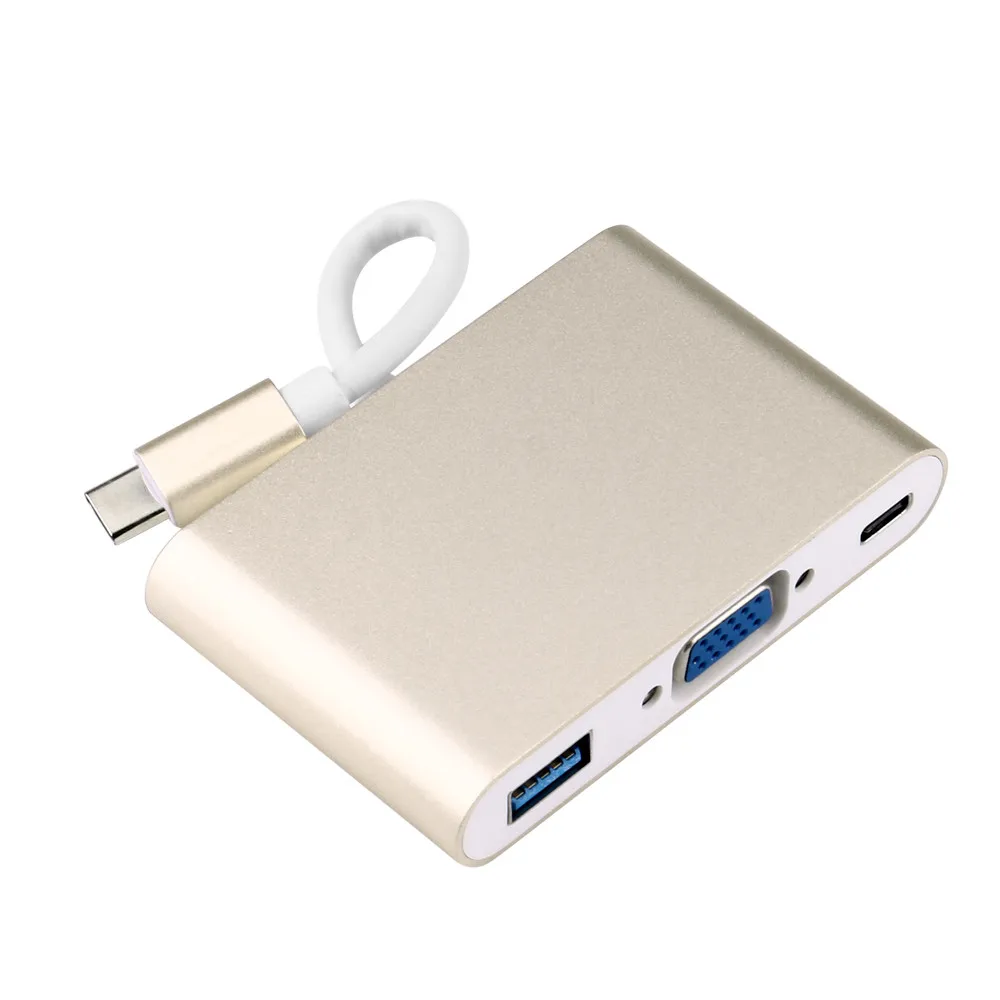USB 3,1 type C-VGA монитор+ USB 3,0+ type-c зарядное устройство адаптер для Macbook USB 3,0 Супер скорость 5 Гбит/с передача 30