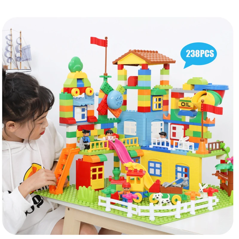 113-238pcs Marble Run Building Blocks ABS Amusement Park Maze Educational Toys for Children Compatible Legoed Duploed Bricks