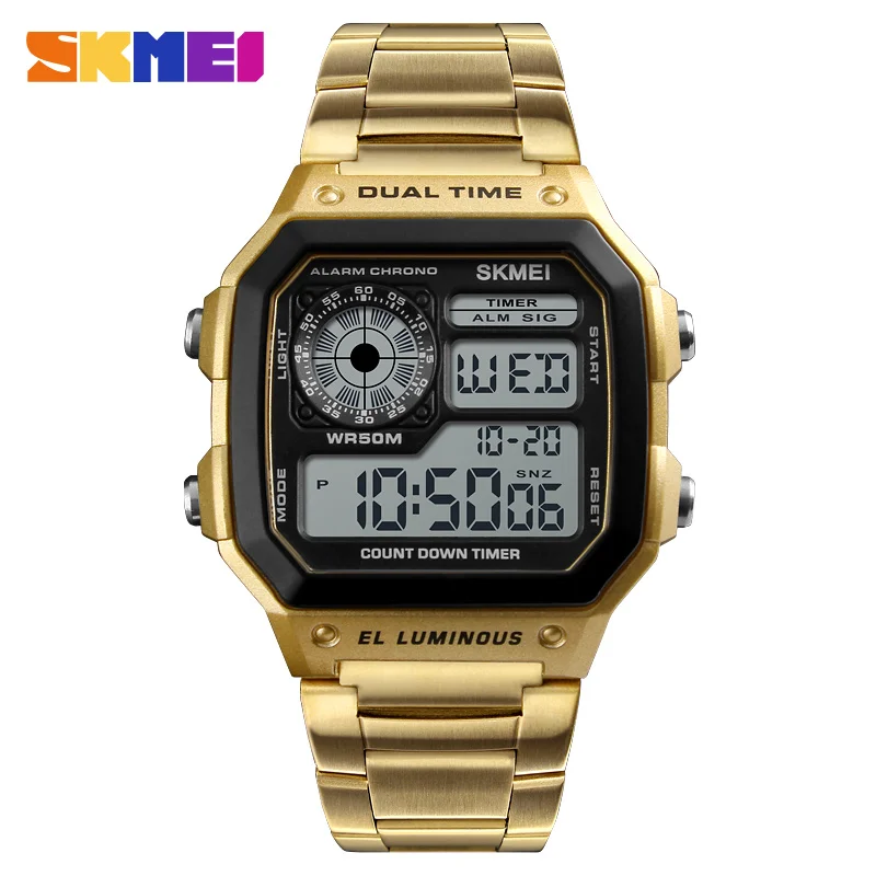 

SKMEI Mens Watch Top Brand Luxury Digital Watch Waterproof Golden Watch Male Electronic Wristwatch Alarm Sport Relogio Masculino