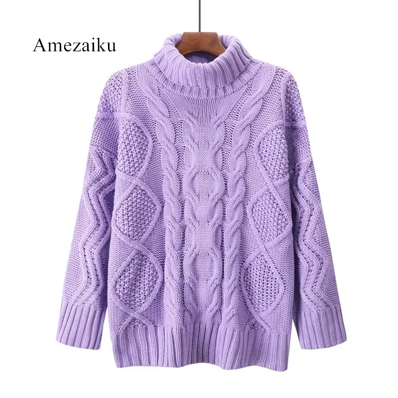 Women Sweaters Winter Turtleneck Warm Sweaters Pullover Knitter Wear purple Sweaters Pull over loose women tops Thicken Women Sweaters Winter Turtleneck Warm Sweaters Pullover Knitter Wear purple Sweaters Pull over loose women tops Thicken