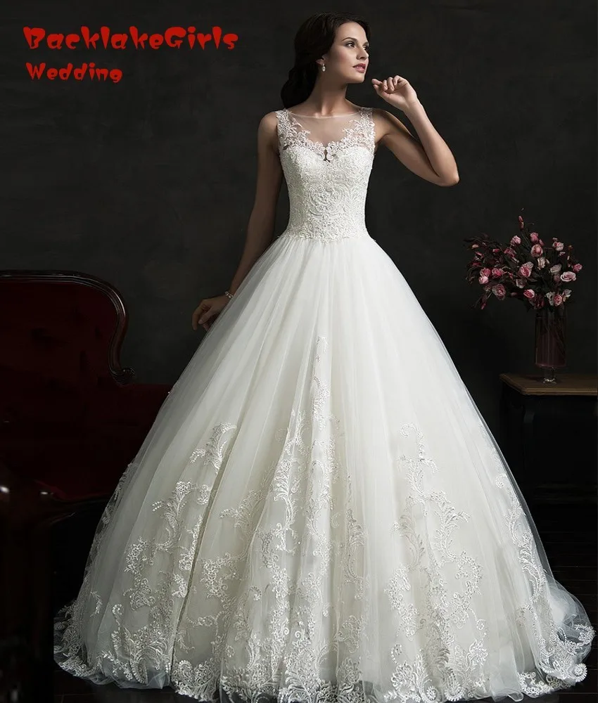 New Vintage Elegant Ball Gown Lace font b Wedding b font font b Dress b font