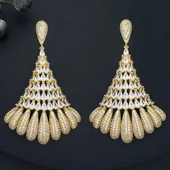 

ModemAngel High Quality Big Fan Super AAA Cubic Zirconia Copper Wedding Engagement Party Earring Fashion Jewelry For Women