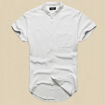 Для мужчин хлопок шарик ткань Однотонная одежда короткий рукав Повседневная рубашка летние человек Европейский Стиль тонкий дизайн бренда карман рубашки S866 - Цвет: White