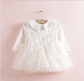 Розничная, новое осеннее платье для маленьких девочек одежда для малышей милое детское платье бальное платье с бантом, vestido infantil - Цвет: Белый