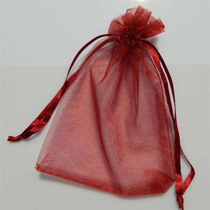 50 шт. прозрачная органза Свадебная вечеринка подарок бусины мешочек для конфет Новинка оптом - Цвет: wine red