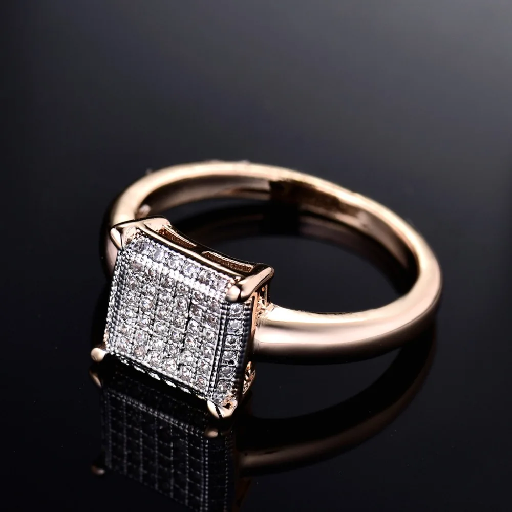 XIAGAO, высокое качество, простые кольца с кубическим цирконием для влюбленных женщин, квадратные золотые украшения, кольцо с австрийскими кристаллами,, XGR229