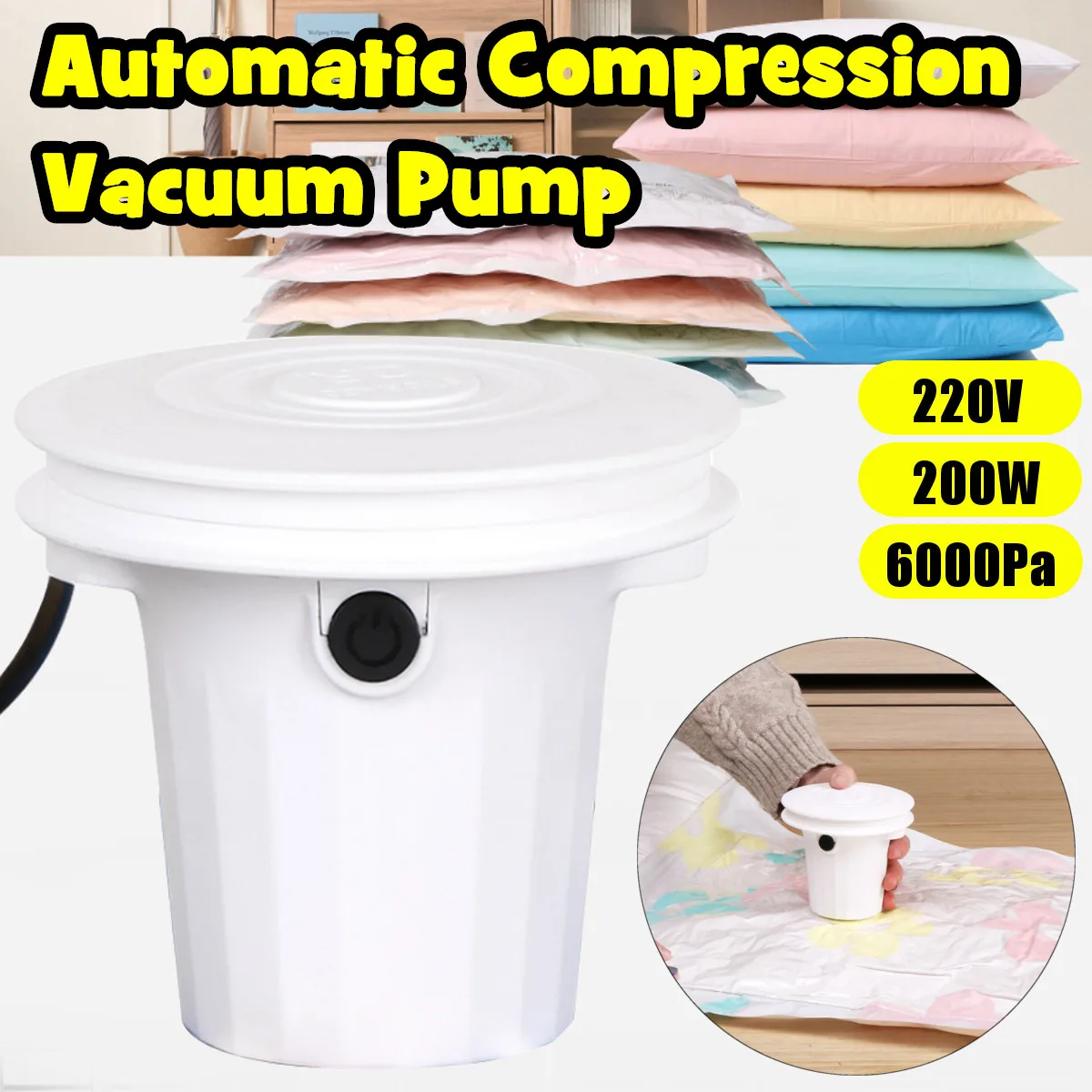 Household Automatic Vacuum Sealer Pump Machine Compressed Bags Vacuum Compressed Bags Electric Air Pump For Clothes Quilt Food
