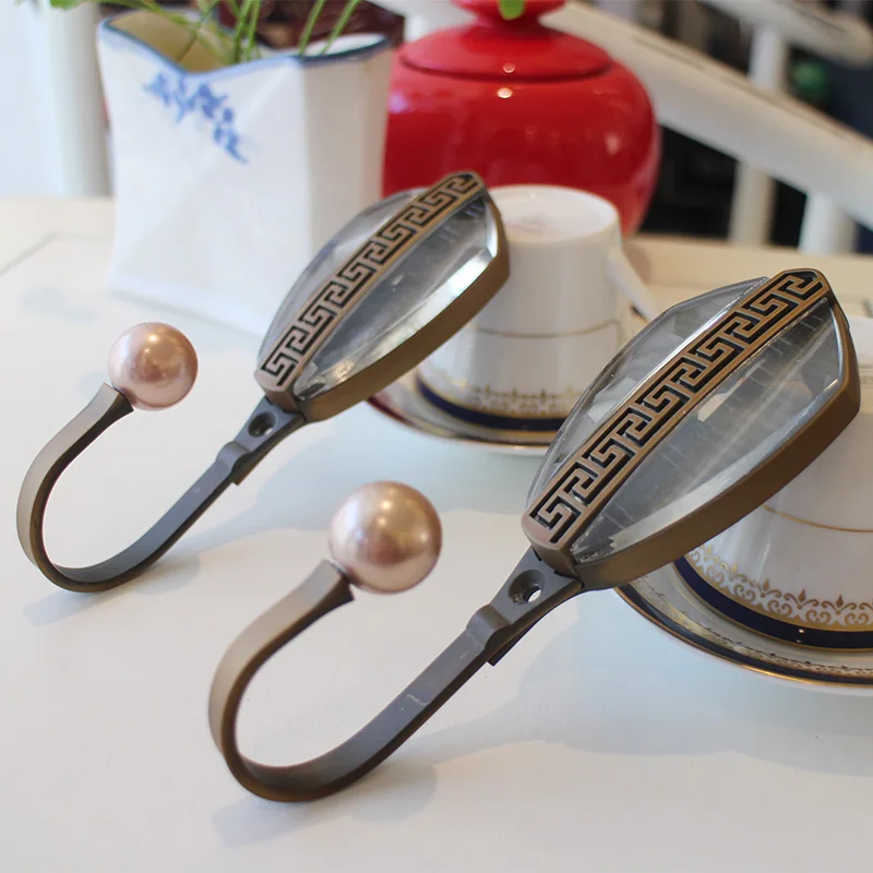 One pair curtain Holdbacks wall hook Classical Chinese crystal alloy