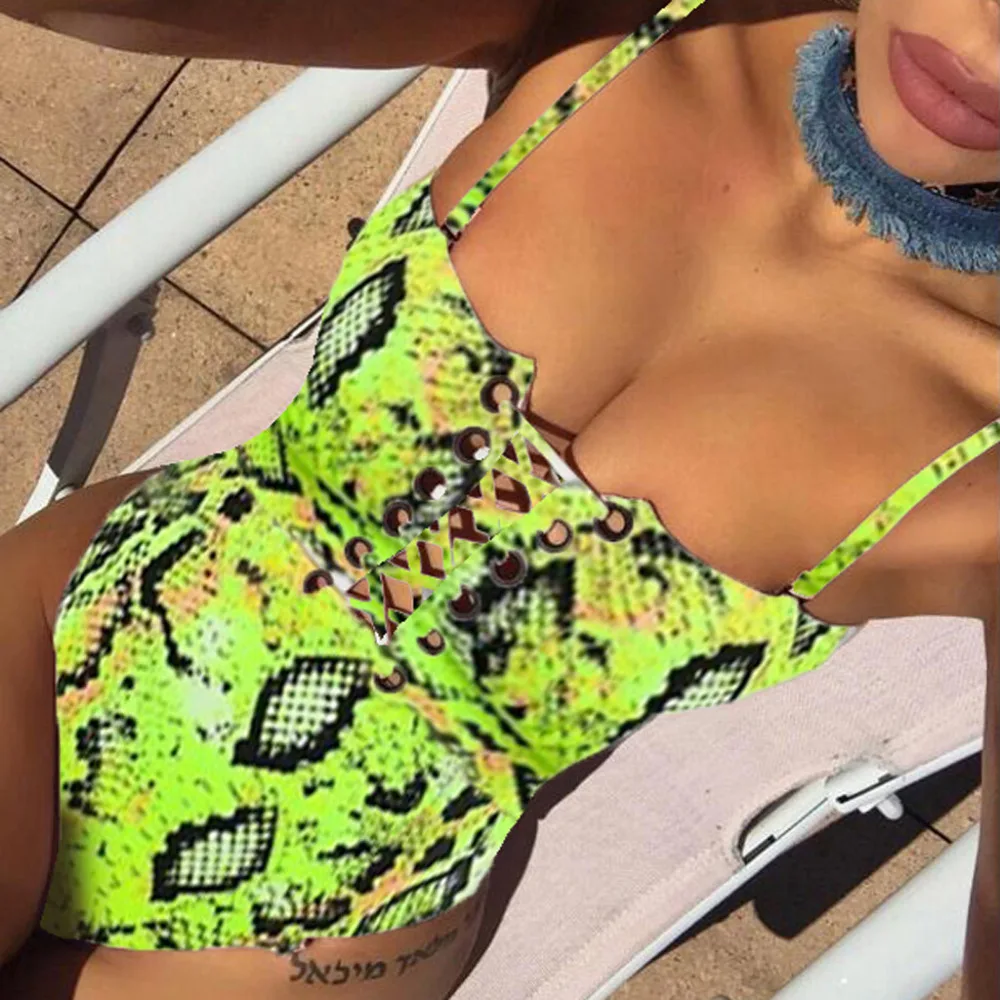 

Women Bodysuit Enchanting Beachwear Camisole Print Bandage Bikini Bikini Leopard Swimsuits Swimming Suit Fabulous Bodysuit