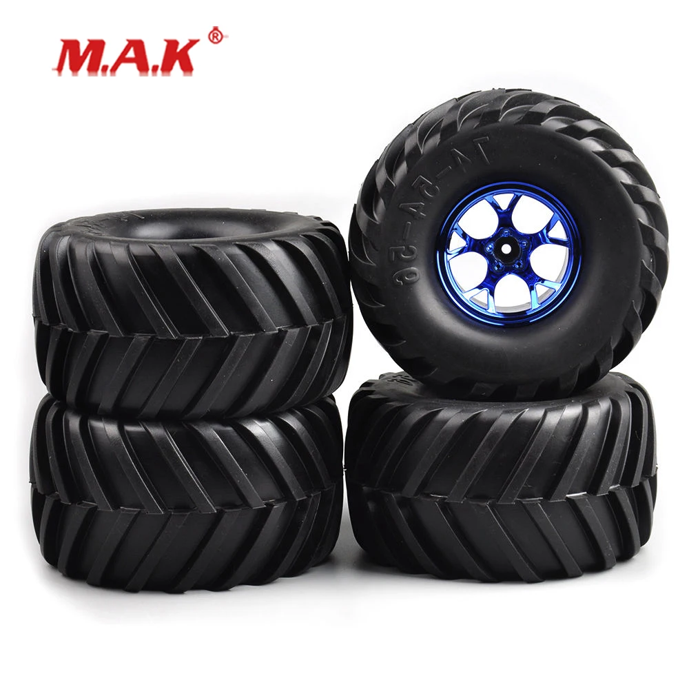 

4Pcs/Set Rubber Tires & Wheel Rims Diameter 135mm with 12mm Hex fit 1:10 Scale RC Bigfoot Monster Truck Car Model Accessories