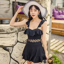 Женский купальник, цельные банные костюмы, полный Купальник для женщин, винтажный корейский пуш-ап, сексуальная юбка, новинка, Пейсли, полиэстер