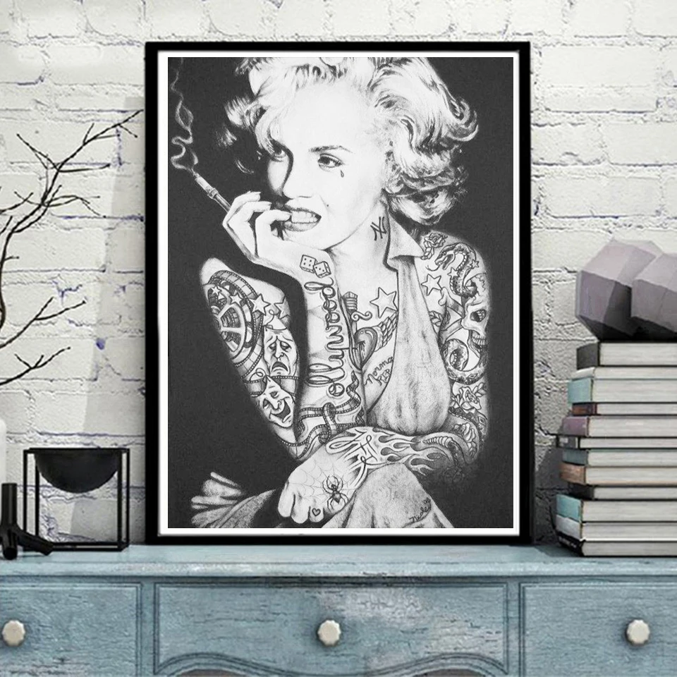 Полный 5D DIY Алмазная картина "Мэрилин Монро актриса обнаженная красота тату" 3D вышивка крестиком Мозаика домашний Декор стены подарок