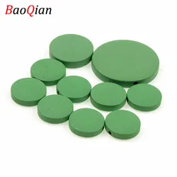 Vibrant Mixed Color Round Flat Natural Wooden Beads for DIY Crafting and Jewelry Making (Green)