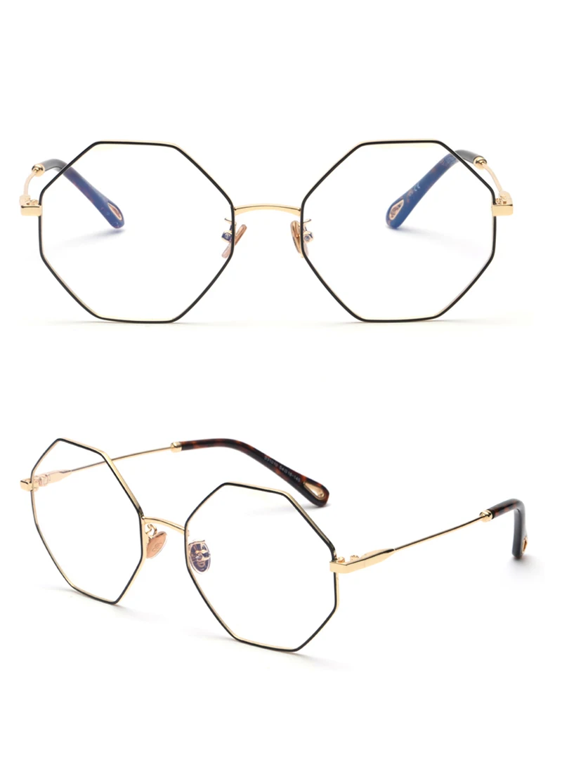 Kachwoo Модные оптические женские очки компьютерный полигон большие винтажные Восьмиугольные очки оправы для мужчин Золотой Металл