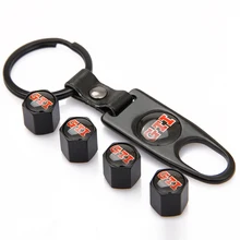 4Pcs Key Chain Car Styling Tire Valve Caps GTI Logo Emblem Tyre Air Stems Cap Auto Motorcycle Wheel Cover Tire Accessories