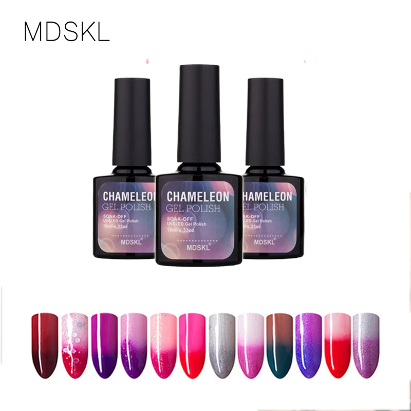 

MDSKL Thermo Gel NailPolish Temperature Change Gel Varnish Long Lasting Led Nail Paint Colors UV Chameleon Nail Art Mood Color