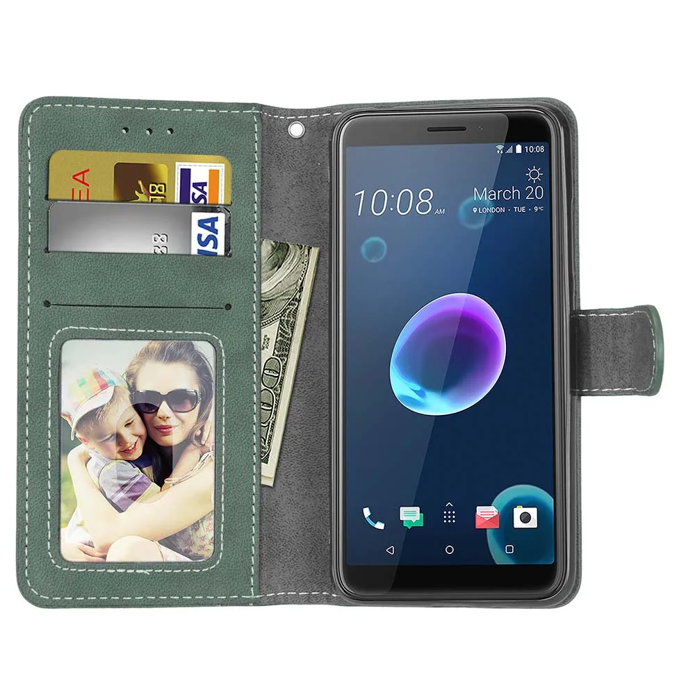 Высококачественный Матовый телефон случае для htc Desire 12 чехол Ретро Скраб чехол из кожезаменителя Флип кожаный бумажник карты Solts чехол