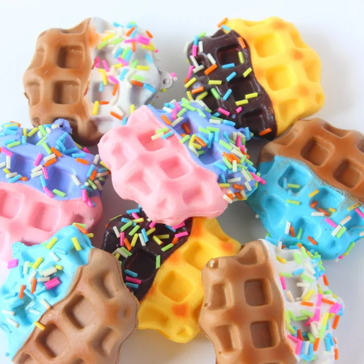 

60PCS/lot 6CM kawaii soft scented squishy mini waffle cake bun toys cell phone pendant keychain cute squishies bread