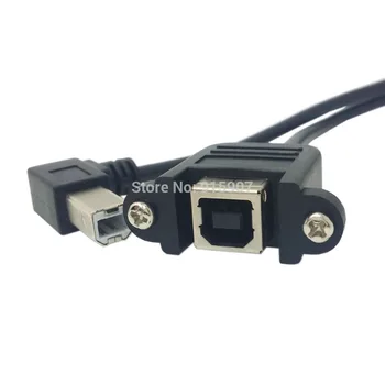 

10pcs/lot Cablecc Left Angled 90 Degree USB B Type Male to Female Extension Cable with Screws for Panel Mount 50cm