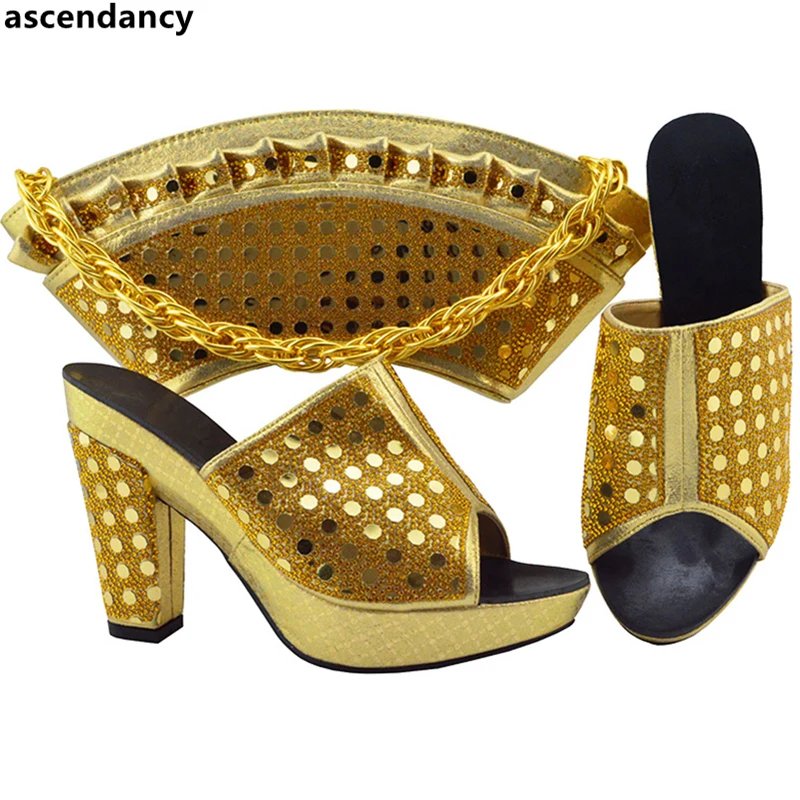 Talon bleu Et Sacs Femmes Mis Chaussures La Haute À Dernières teal Strass Pour Sac Noir En Ensemble or rouge Africaine Correspondre Partie Décoré Italie Avec pourpre Royal qxwH4qtd
