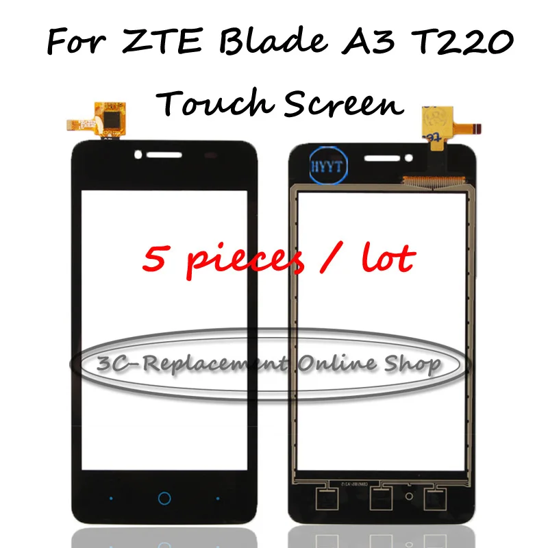 5 шт. черный/белый 4 дюйма Сенсорный экран дигитайзер для zte лезвие A3 T220 планшета