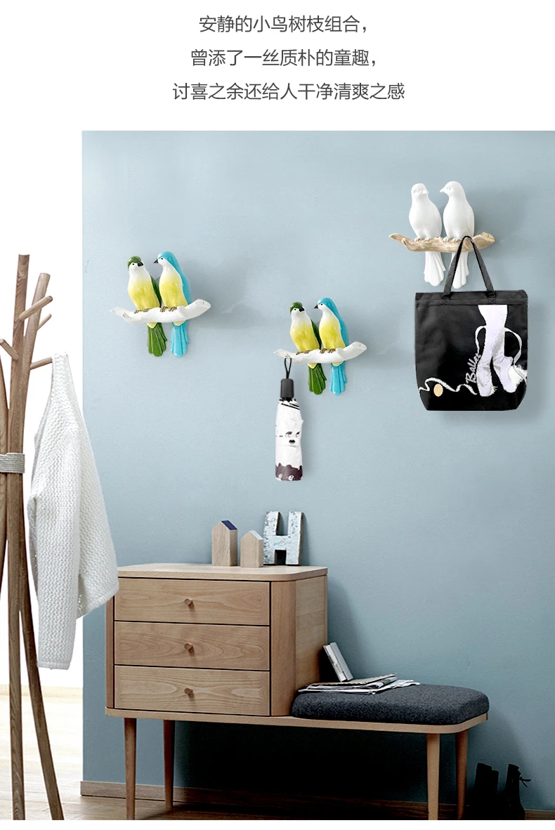 decorative wall hangers hooks on Decorative Bird Hook Artistic Creative Key Hanging Nordic Style Wall Hanging Wall On The Door No Punching Hooks Rails Aliexpress