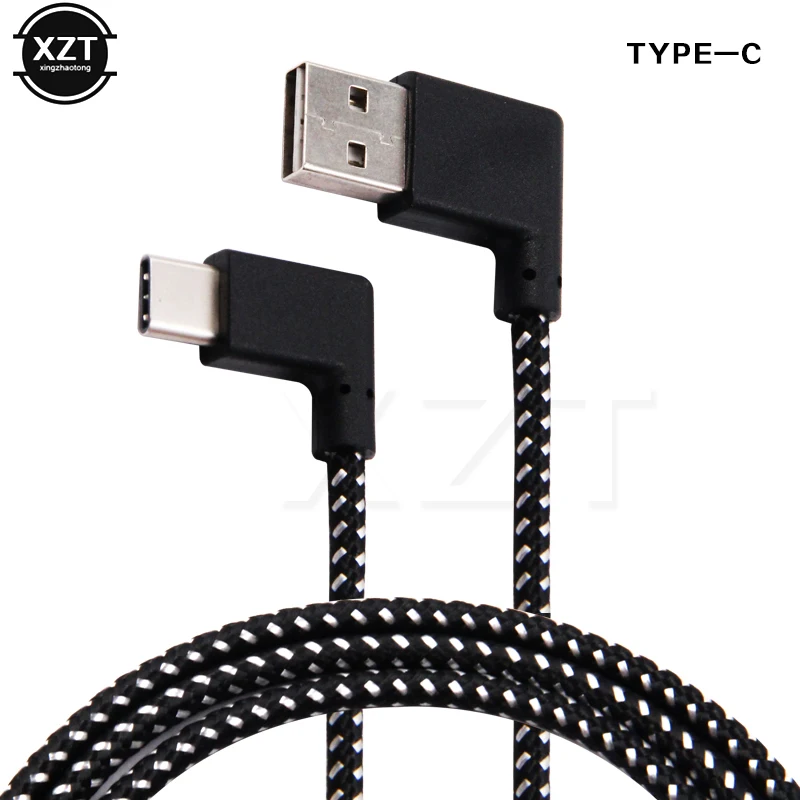 

Nylon Braided Type-C Cable 90 Degree Connector charger USB3.1 Type-C Fast Charging Data Cable for All Type C Android Device