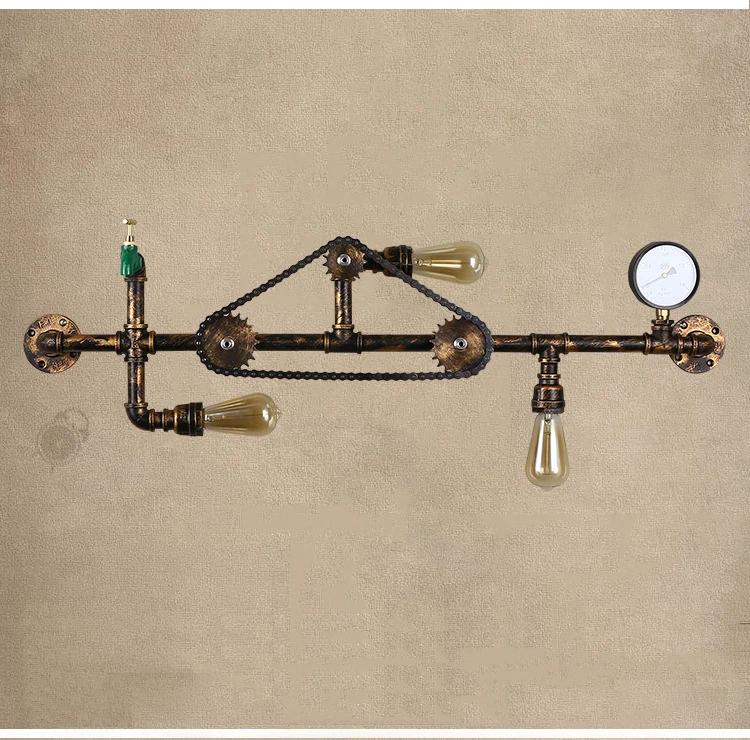 Лофт ретро настенные светильники цепи водопровод кран огни промышленности ветер Бар Кафе прохода лестницы Паб Клуб фотографии для интерьера ресторана Бра бюстгальтер