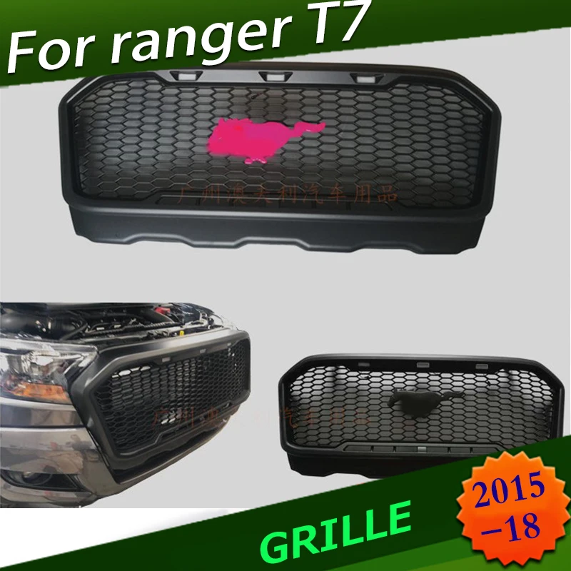 

AUTO ACCESSORIES RACING GRILLE WITH LED FRONT BUMPER MASK FIT FOR RANGER T7 GRILL 2015-2017 PICKUP