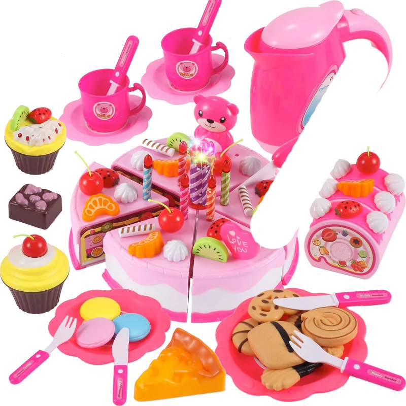 Дети DIY ролевые игры фрукты резка торт на день рождения кухня еда игрушки Cocina De Juguete игрушка красочные девушки подарок на день рождения Дети