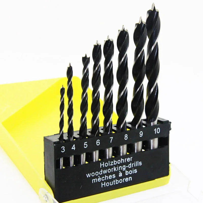 

8pcs Twist Brad Point Drill Bit Set Wood Drilling Woodworking Tools