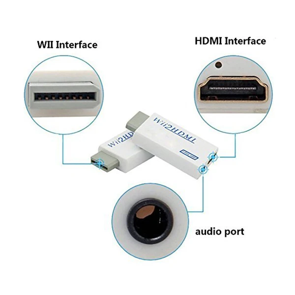 Для wii к HDMI конвертер с 5ft высокой скорости HDMI кабель wii 2 HDMI адаптер Выход видео и аудио с 3,5 мм Jack аудио, поддержка Al