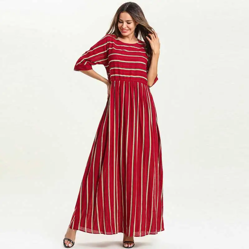 striped linen maxi dress