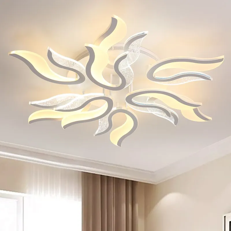 

Creative LED Acrylic Ceiling Lights Flame Shape Design Lighting Fixture for Livingroom Restaurant Studyroom Indoor Eye Protect