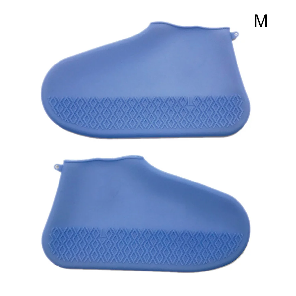 Blue M 1 пара силиконовых туфель многоразовый водонепроницаемый чехол для обуви непромокаемые сапоги Нескользящие износостойкие LBShipping - Цвет: Blue M