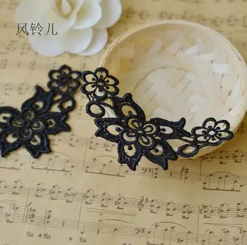 

20 PCS Wholesale 11.5*6cm Fashion Home Furnishing Accessories Mini Black Lace Applique Dress Edge for Children
