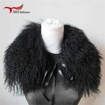 

Real Fur Collar Women Long Wool Fur New Fashion Black Beach Wool Fur Collar Fur Collar for Down Jackets Wholesale custom madeL33