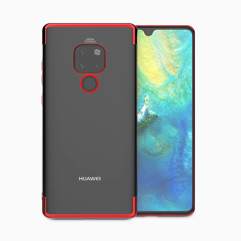 ITEUU TPU прозрачный гальванический чехол для телефона huawei mate 20 mate 20 Pro Чехол s мягкая прозрачная задняя крышка Роскошный чехол - Цвет: Красный